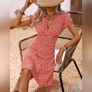 BEACHSISSI Puff Sleeve Midi Sundress